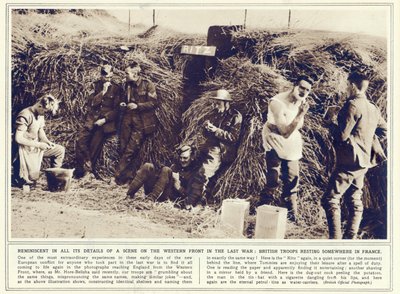 Britse troepen rusten ergens in Frankrijk, uit The Illustrated War News, gepubliceerd op 1 november 1939 door English Photographer